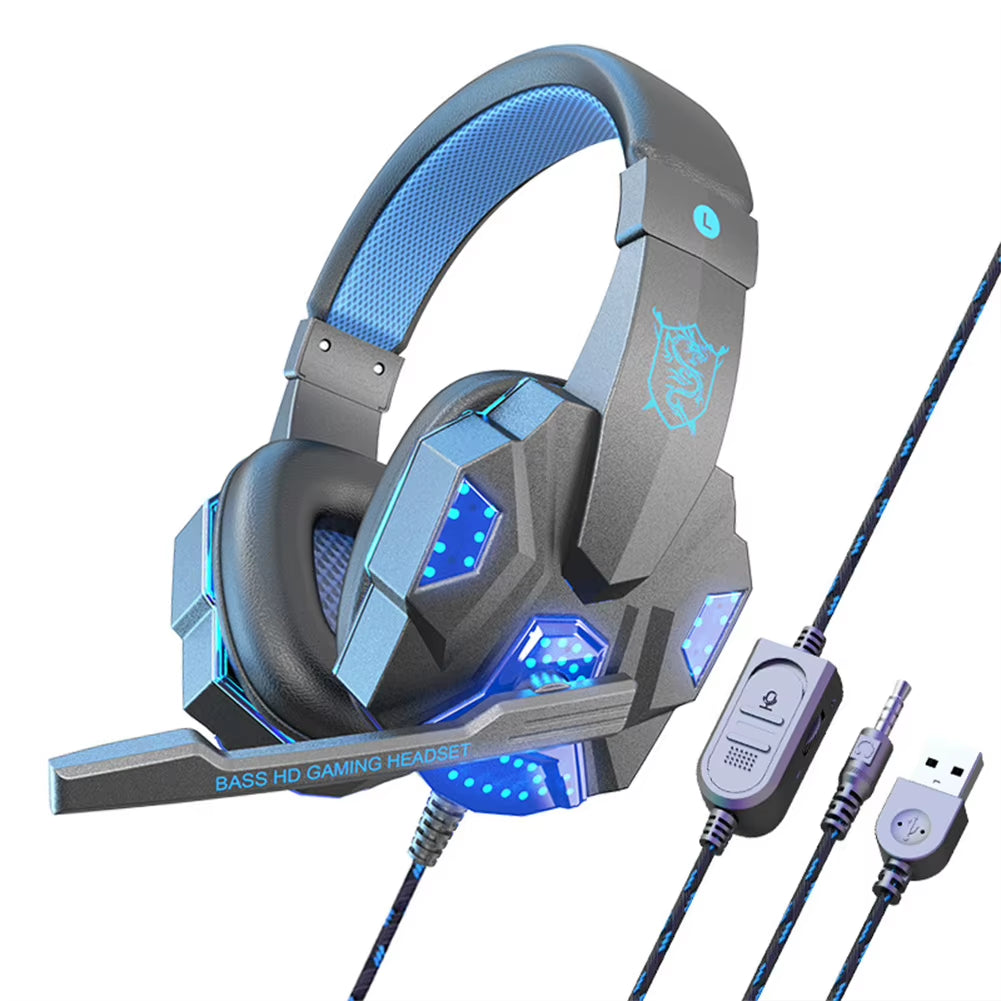 SY830MV Wired Headsets LED Lighting Over-Ear Stereo Earphones Gaming Headphones for Computer Laptop Phone PS5 Switch