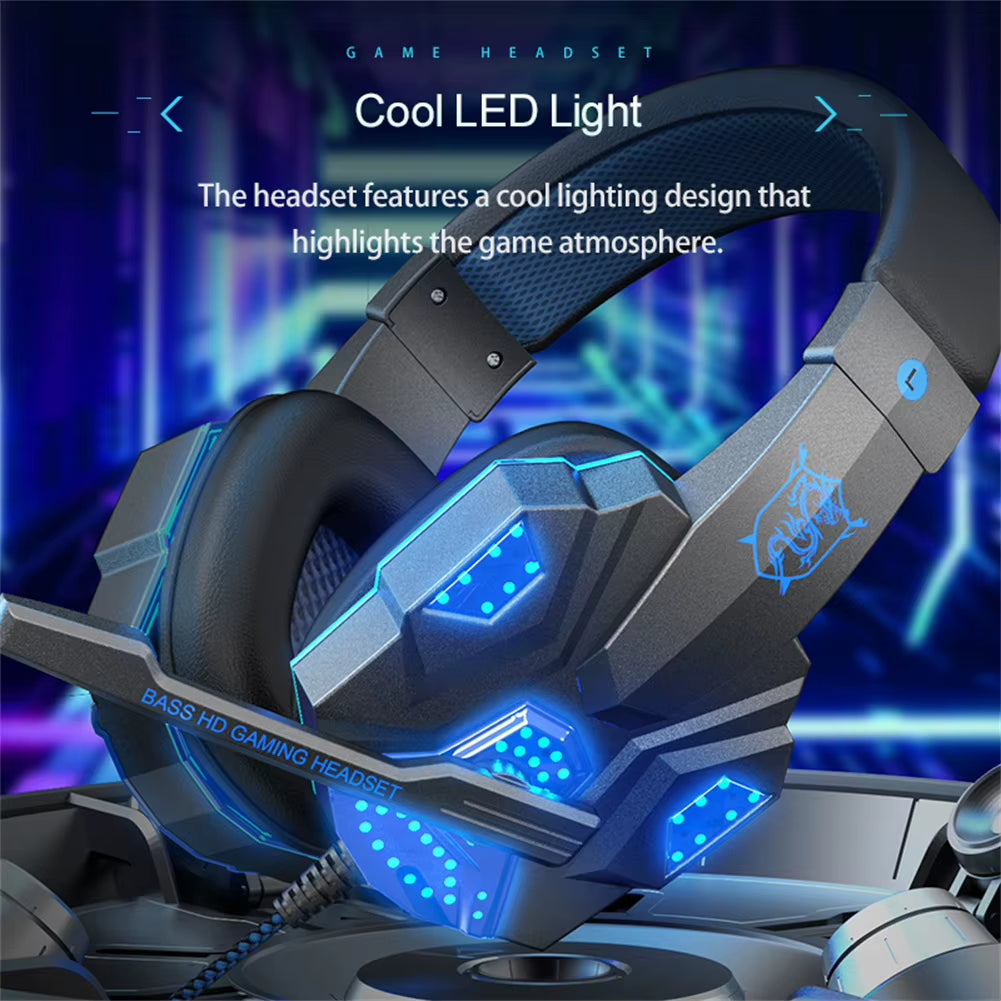SY830MV Wired Headsets LED Lighting Over-Ear Stereo Earphones Gaming Headphones for Computer Laptop Phone PS5 Switch