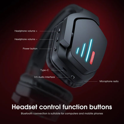 Wireless Compatible Headphones with LED Light Professional Gaming Headphones Foldable Headset Gamer Earphones for PC PS5