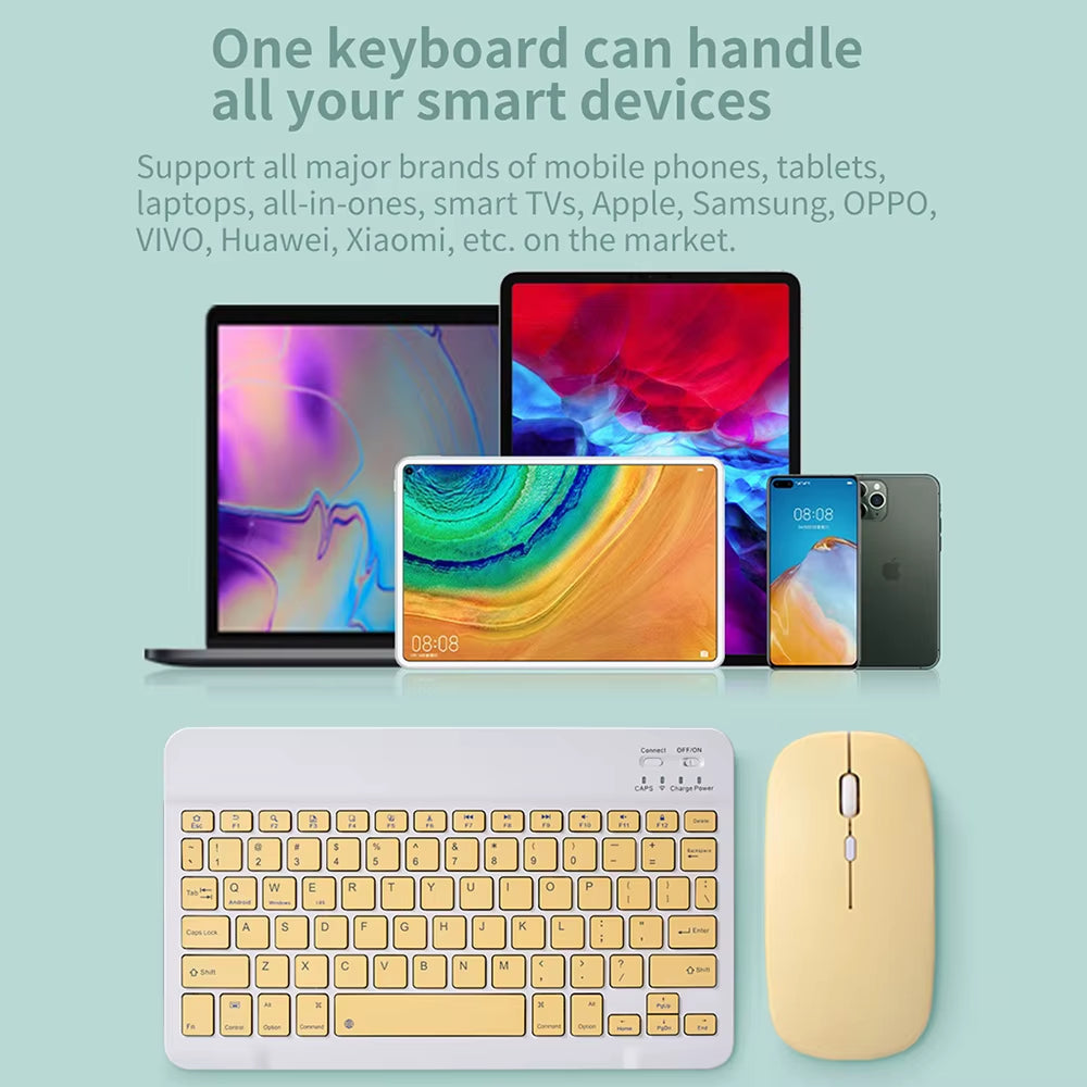 Bluetooth Keyboard Mouse for Ipad Xiaomi Samsung Huawei Phone Tablet Slim Mini Wireless Keyboard for Android IOS Windows Pink