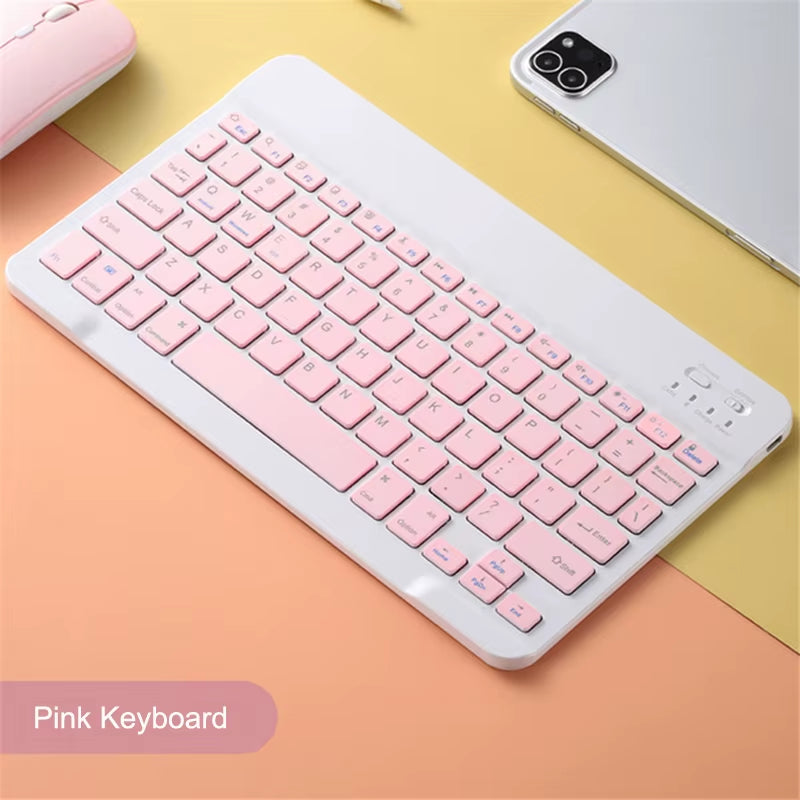 Bluetooth Keyboard Mouse for Ipad Xiaomi Samsung Huawei Phone Tablet Slim Mini Wireless Keyboard for Android IOS Windows Pink
