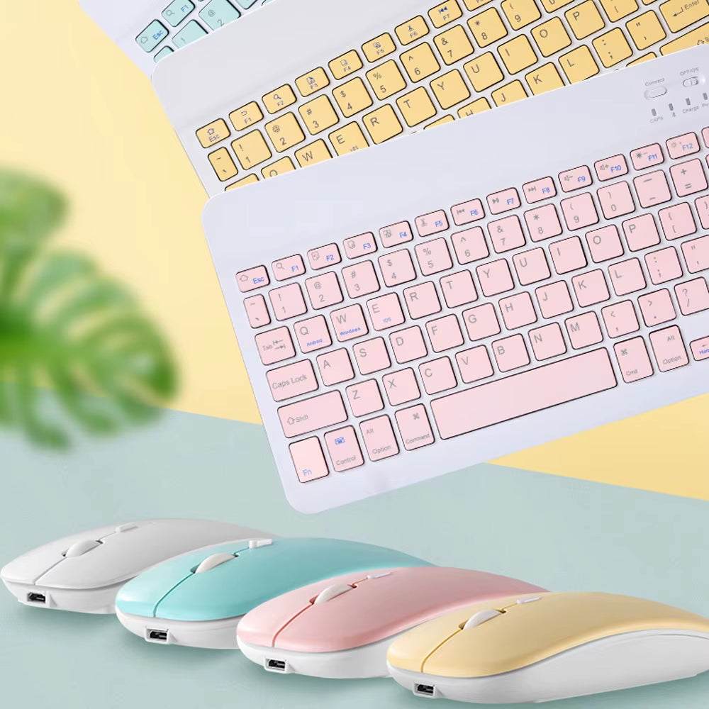 Bluetooth Keyboard Mouse for Ipad Xiaomi Samsung Huawei Phone Tablet Slim Mini Wireless Keyboard for Android IOS Windows Pink