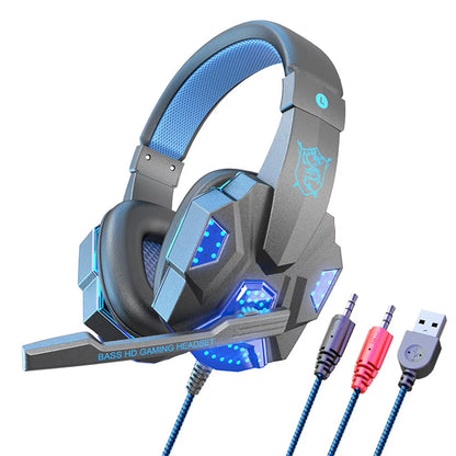 SY830MV Wired Headsets LED Lighting Over-Ear Stereo Earphones Gaming Headphones for Computer Laptop Phone PS5 Switch
