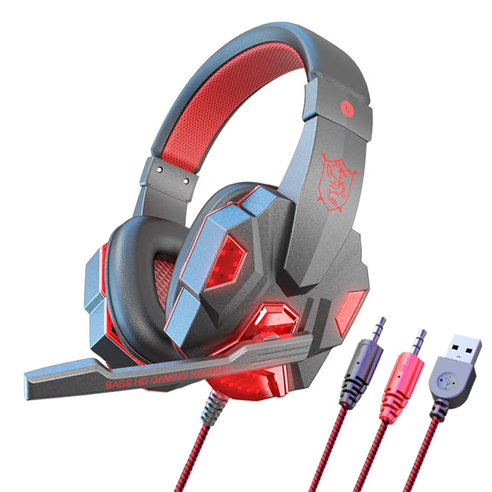 SY830MV Wired Headsets LED Lighting Over-Ear Stereo Earphones Gaming Headphones for Computer Laptop Phone PS5 Switch