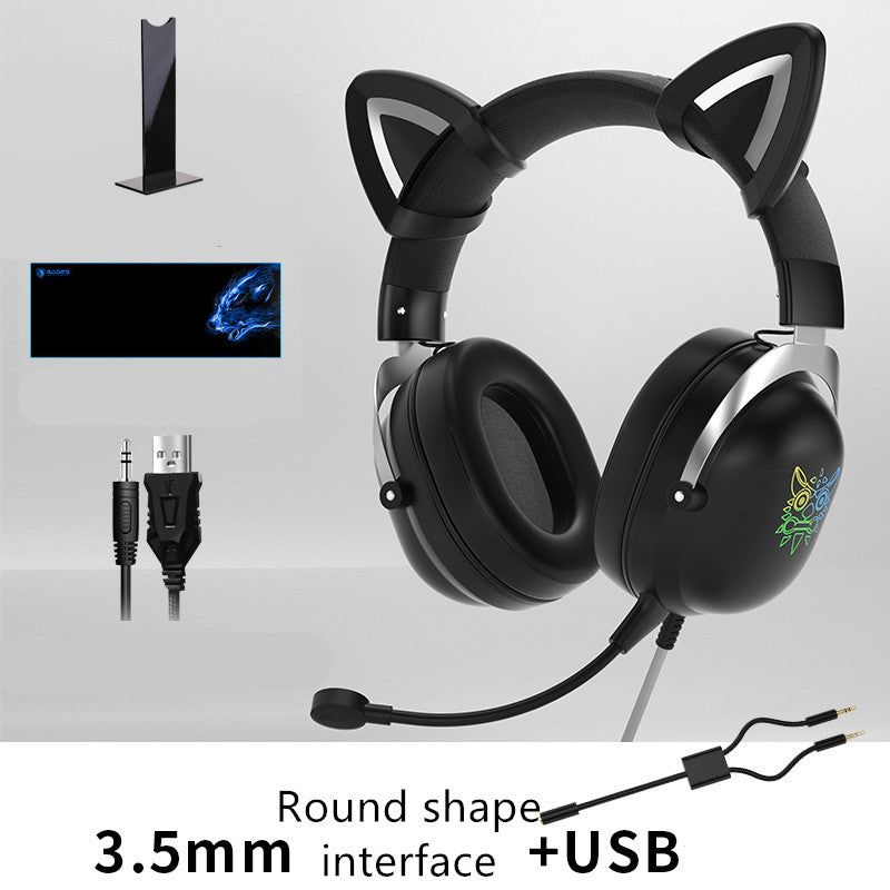 Head-Mounted Gaming Gaming Cute Girls Wired Computer Headset