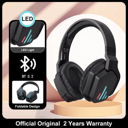 Wireless Compatible Headphones with LED Light Professional Gaming Headphones Foldable Headset Gamer Earphones for PC PS5